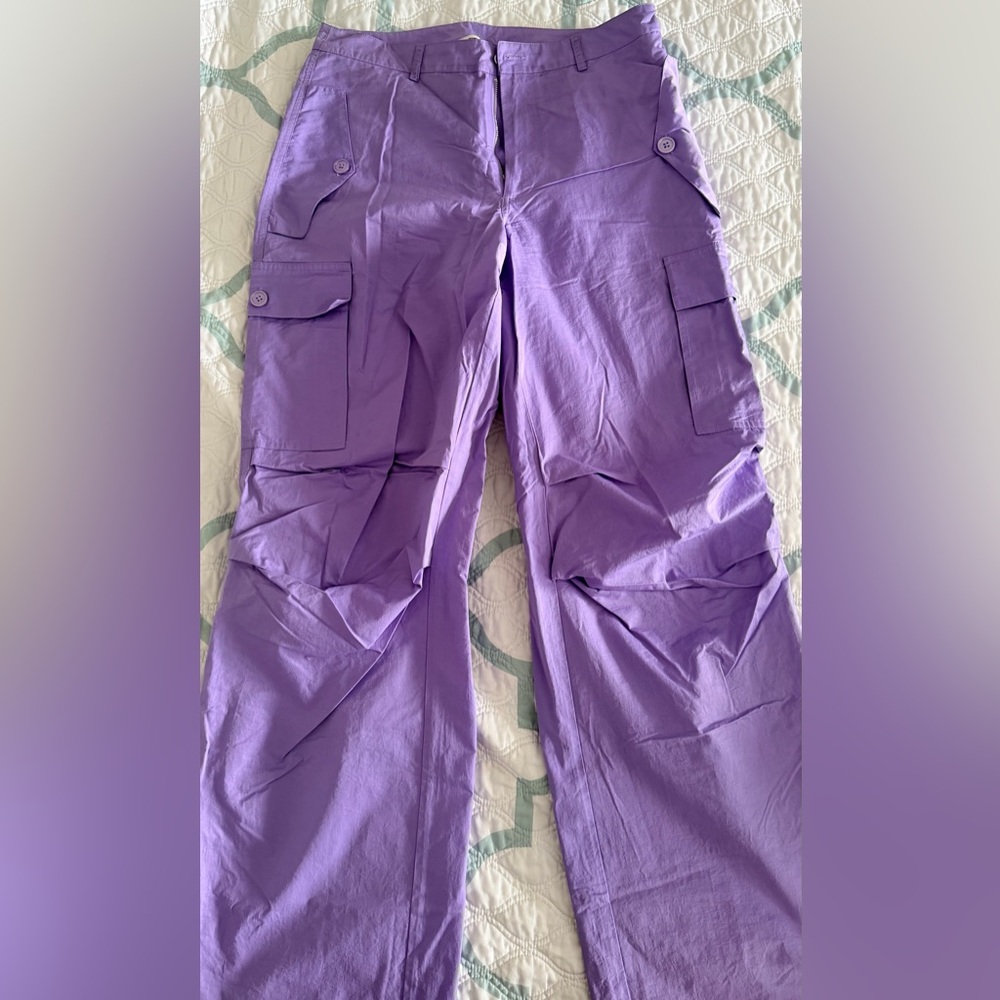 Women's Purple Cargo Trousers with Utility Pockets